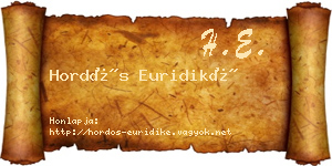 Hordós Euridiké névjegykártya